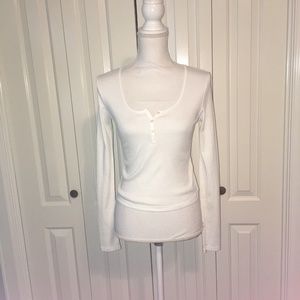 Topshop NEW Women Shirt White Crop Top Henley